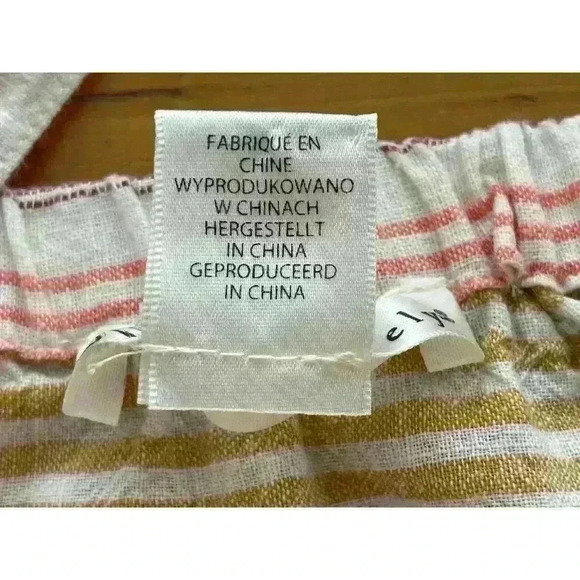 Kaisely Women's Size MED Cropped 100% Cotton Striped Yellow Pink Straps - Picture 8 of 8